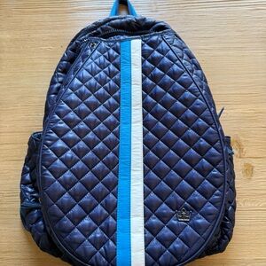Stylish Quilted Backpack with Blue and White Accents tennis backpack
